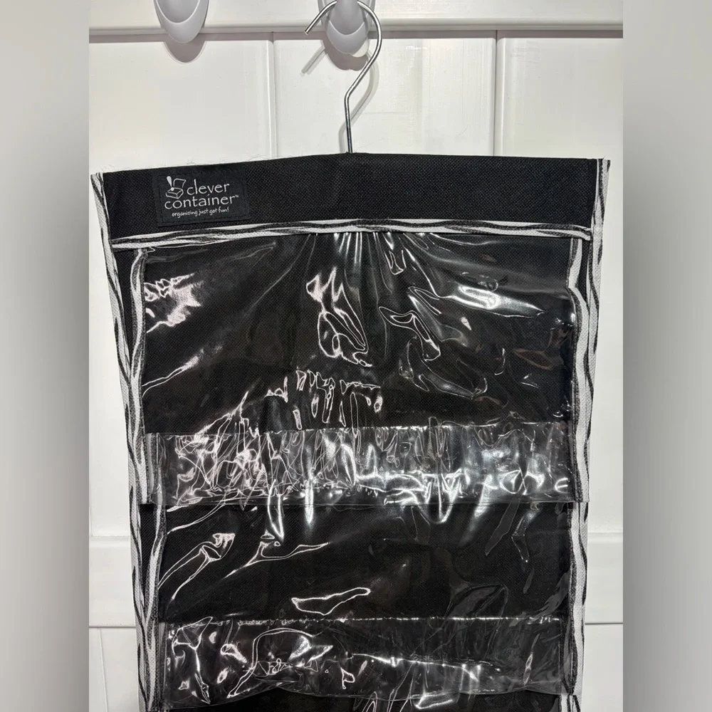 Clever Container black hanging shoe holder with 9 pockets on each side